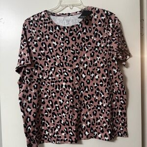 Kim Rogers Perfectly Soft Pink Leopard Tee XL